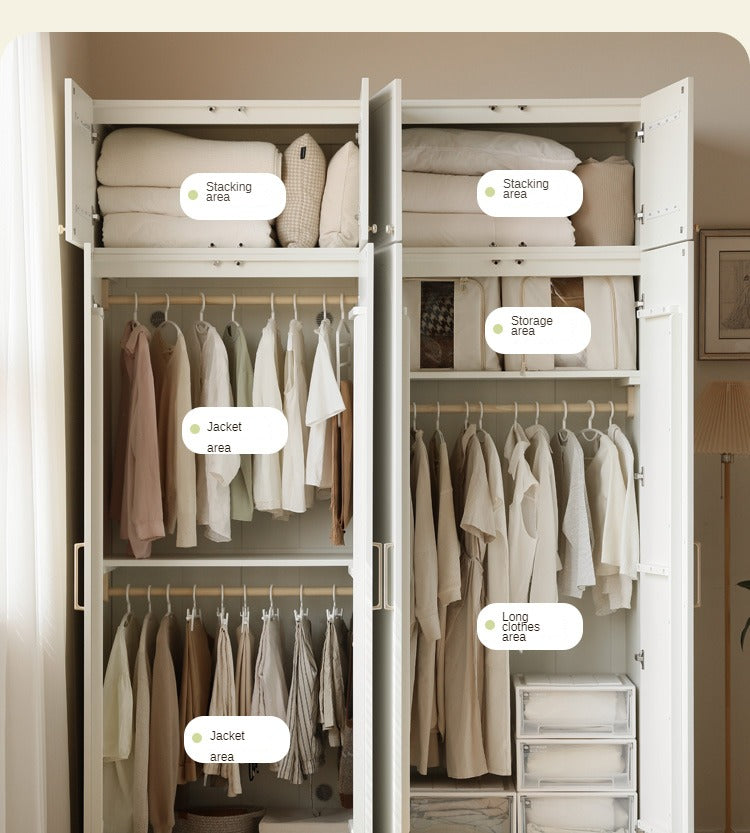 Pine Solid Wood Wardrobe French Cream Style.
