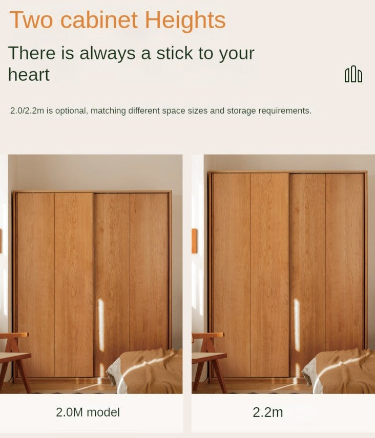 Cherry Wood Sliding Door Retro Wardrobe.