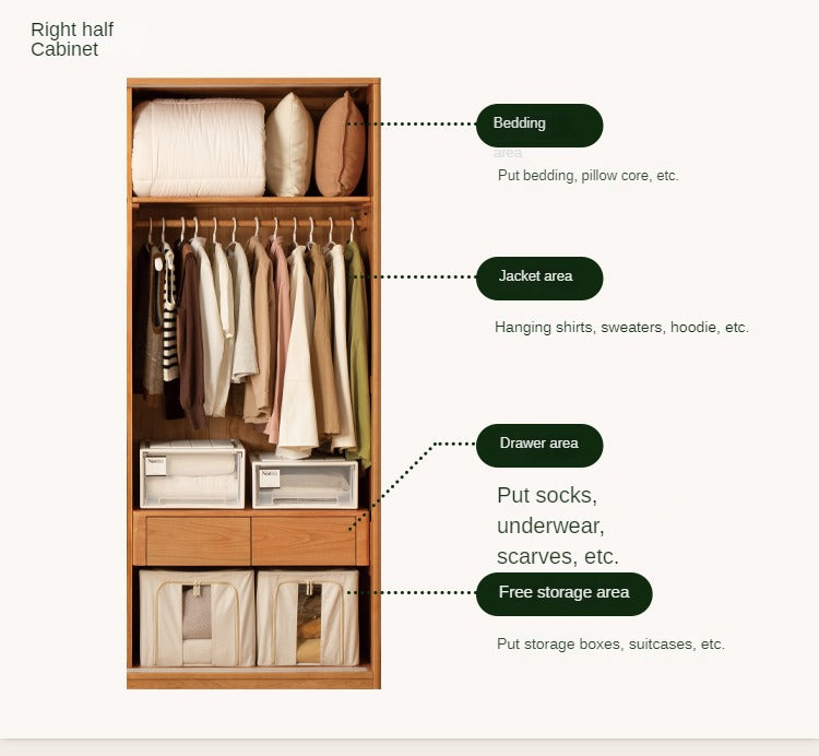 Cherry Wood Sliding Door Retro Wardrobe.