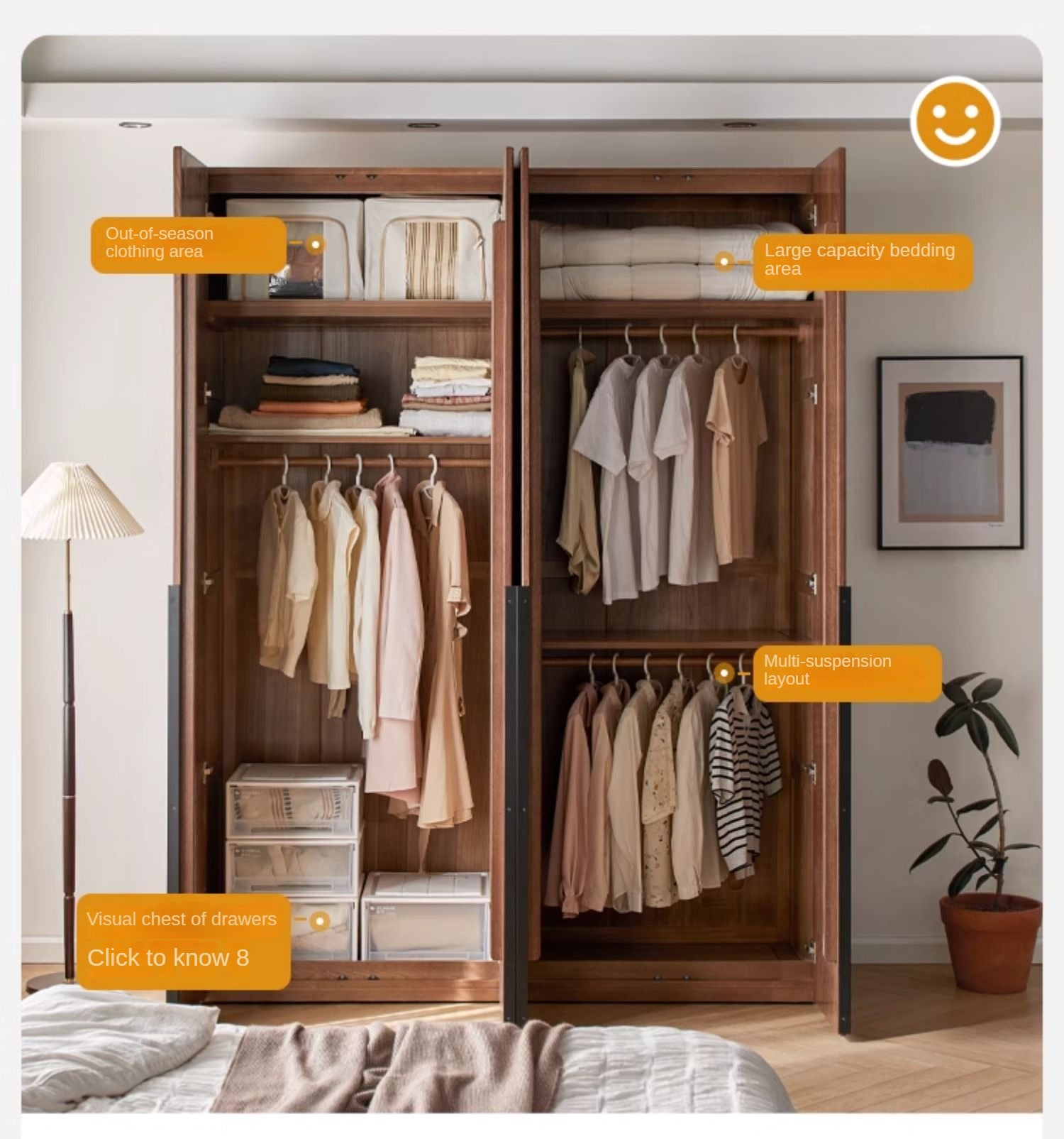 Oak Solid Wood Wardrobe.