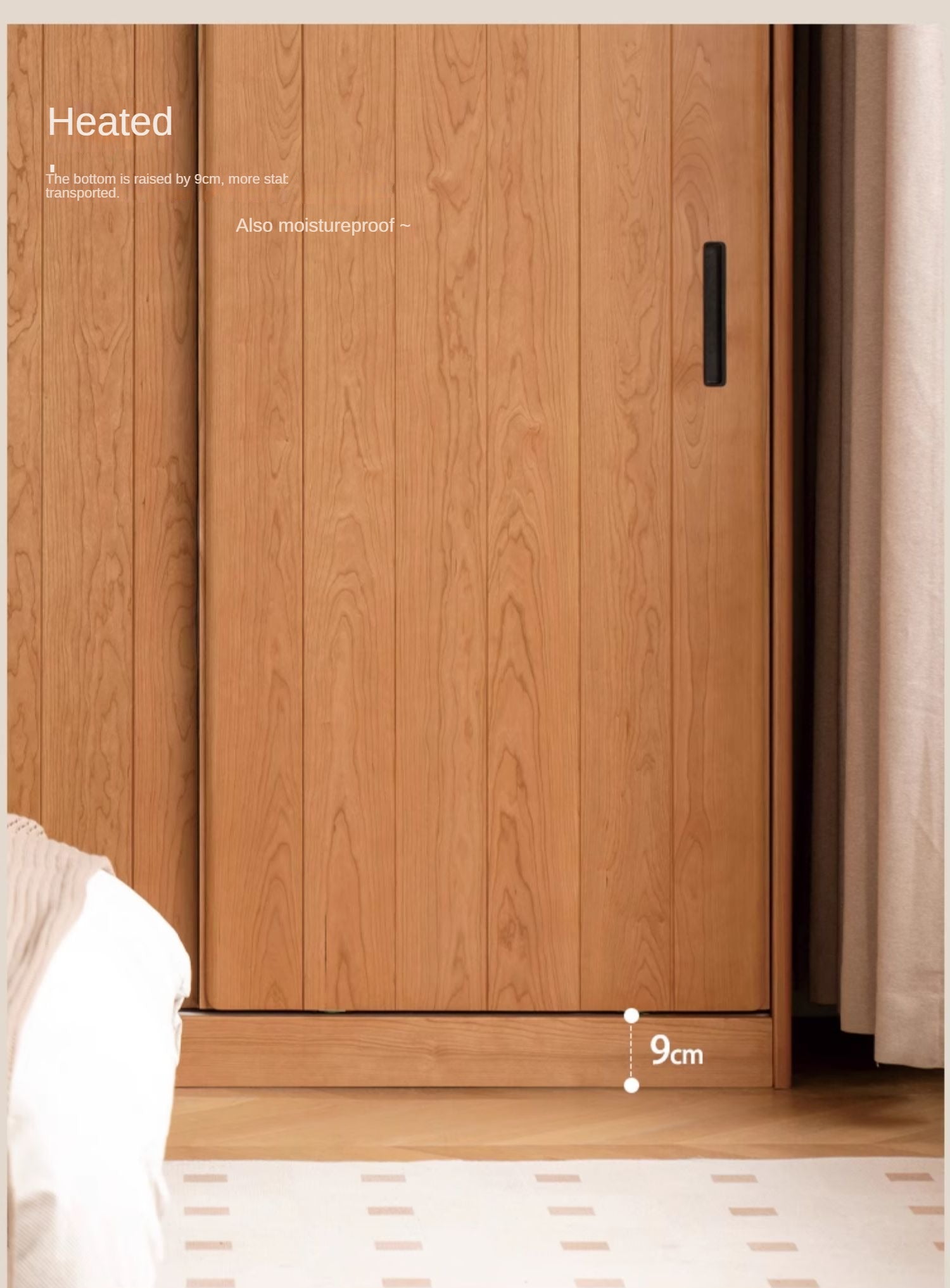 Cherry Wood Retro Wardrobe Sliding Door.
