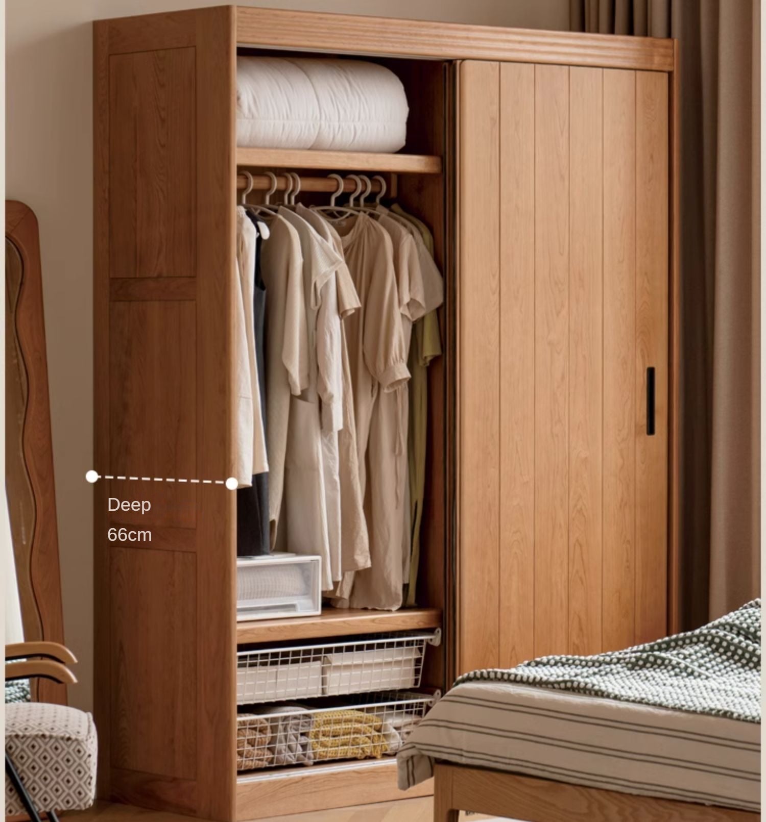 Cherry Wood Retro Wardrobe Sliding Door.