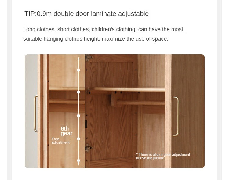 Oak Solid Wood Double Door Wardrobe.