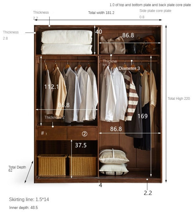 Black Walnut, Sandalwood Sliding Door Wardrobe.