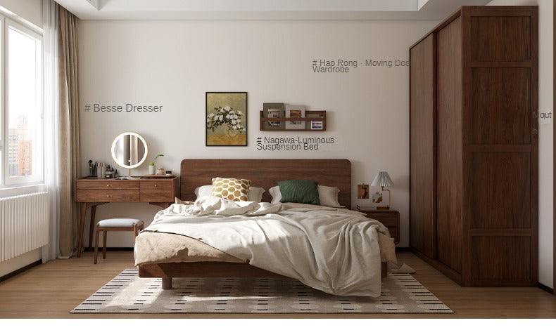 Black Walnut, Sandalwood Sliding Door Wardrobe.