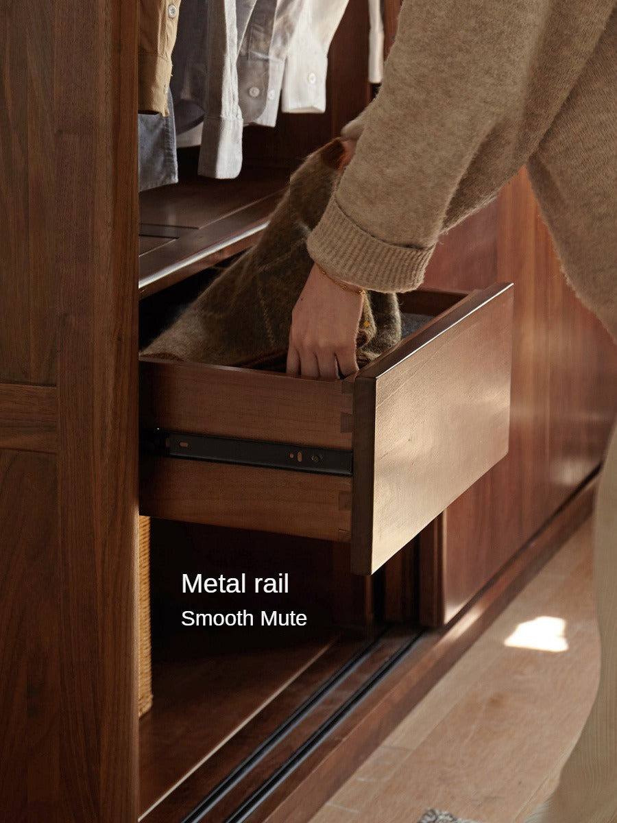 Black Walnut, Sandalwood Sliding Door Wardrobe.