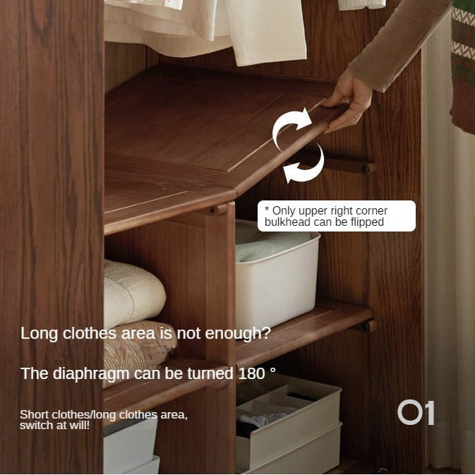 Oak Solid Wood Sliding Door Wardrobe.