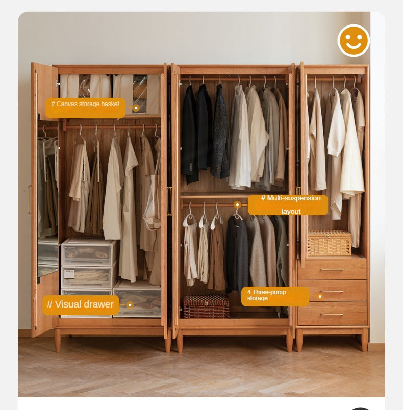 Cherry, Oak Solid Wood Fascinating Wardrobe.