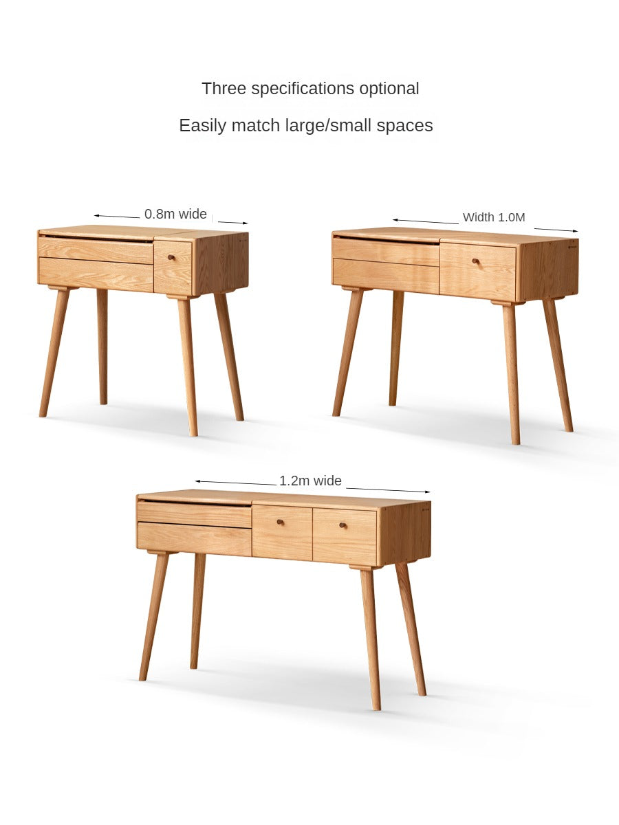 Oak Solid Wood, Solid RubberWood Vanity Table Mirror LED Touch Light.