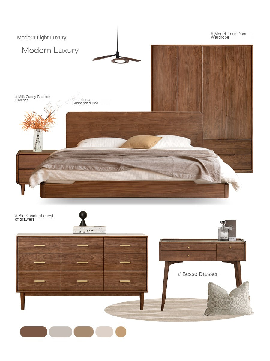Black Walnut Solid Wood Large Wardrobe.