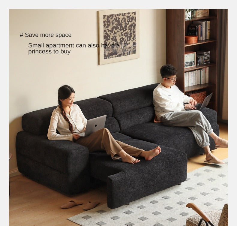 Fabric Electric Reclining Sofa with Telescopic Seat