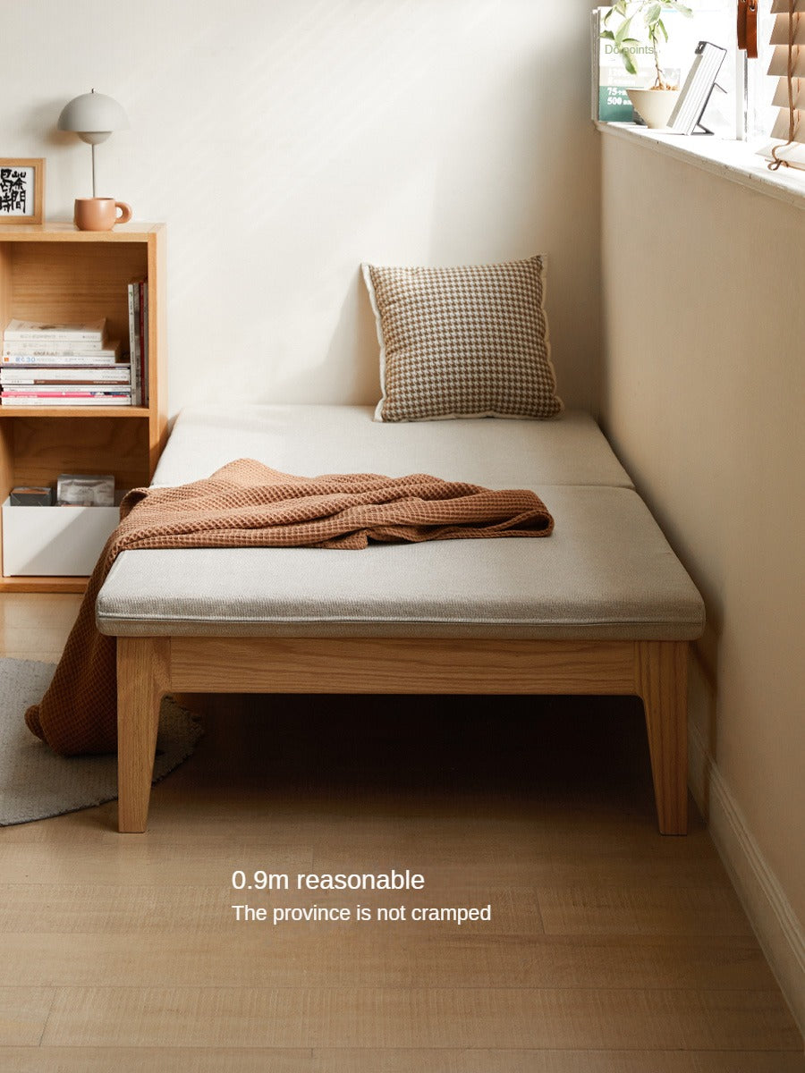 Oak, Beech, Solid Rubberwood Folding Sofa Bed, Retractable Sofa.