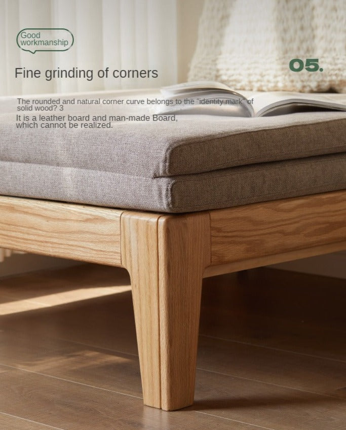 Oak, Beech, Solid Rubberwood Folding Sofa Bed, Retractable Sofa.