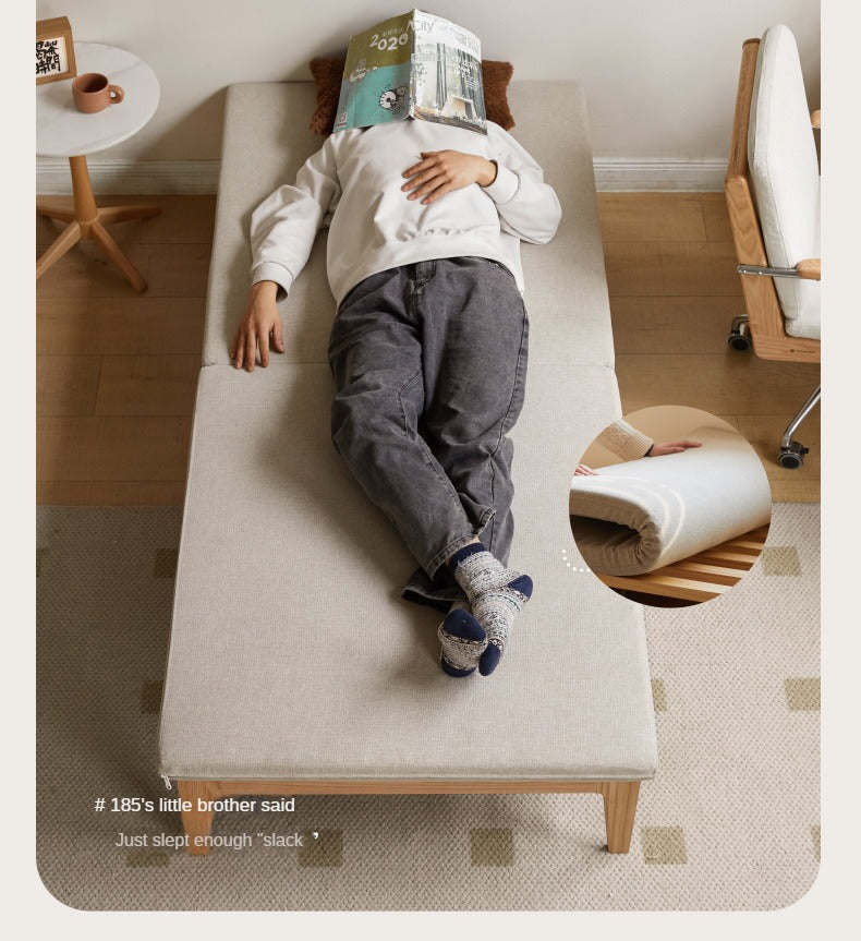 Oak, Beech, Solid Rubberwood Folding Sofa Bed, Retractable Sofa.