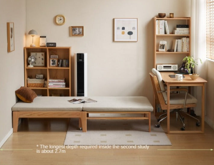 Oak, Beech, Solid Rubberwood Folding Sofa Bed, Retractable Sofa.