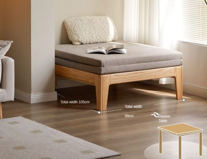 Oak, Beech, Solid Rubberwood Folding Sofa Bed, Retractable Sofa.