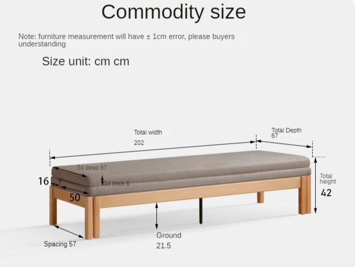 Oak Solid Wood Sofa Bed Folding Multi-functional Telescopic