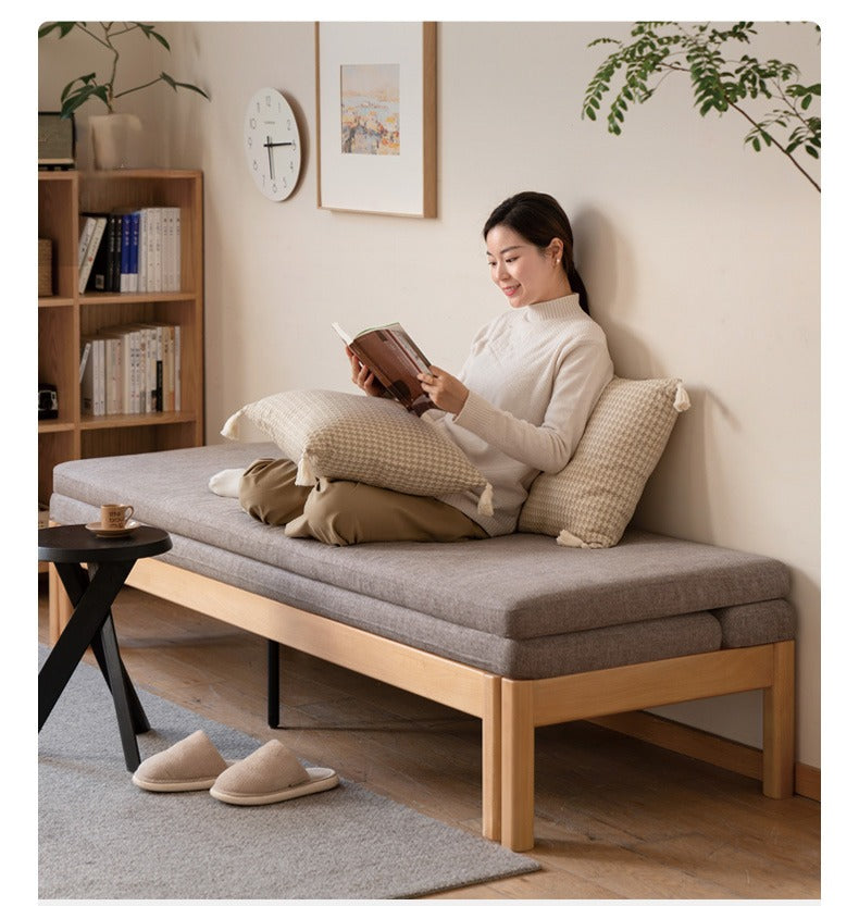 Oak Solid Wood Sofa Bed Folding Multi-functional Telescopic