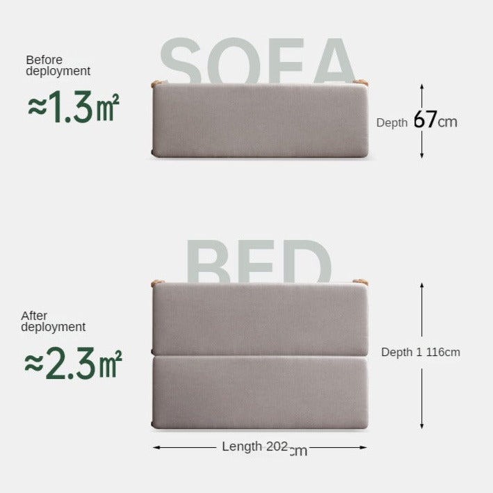 Oak Solid Wood Sofa Bed Folding Multi-functional Telescopic
