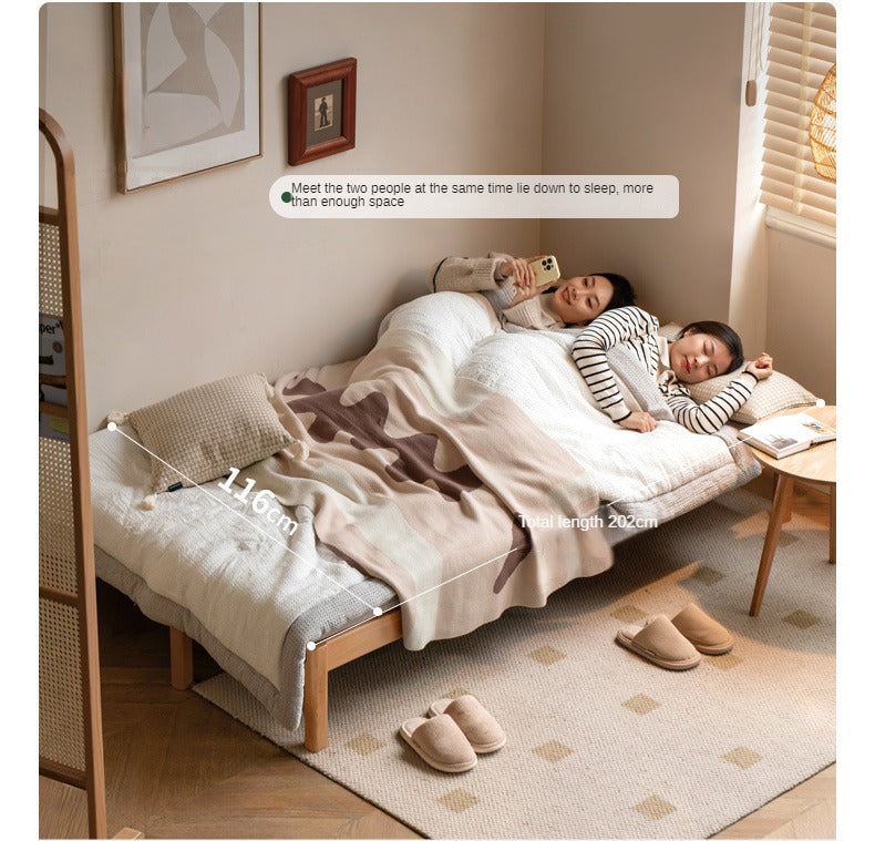 Oak Solid Wood Sofa Bed Folding Multi-functional Telescopic