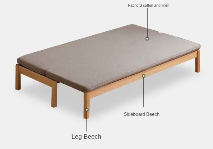 Oak Solid Wood Sofa Bed Folding Multi-functional Telescopic