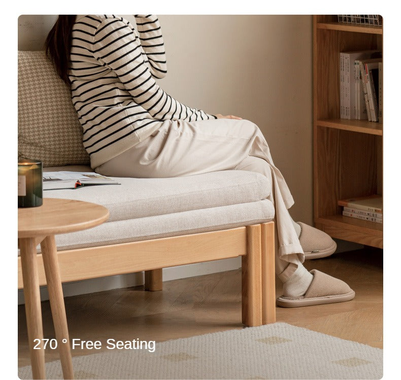 Oak Solid Wood Sofa Bed Folding Multi-functional Telescopic