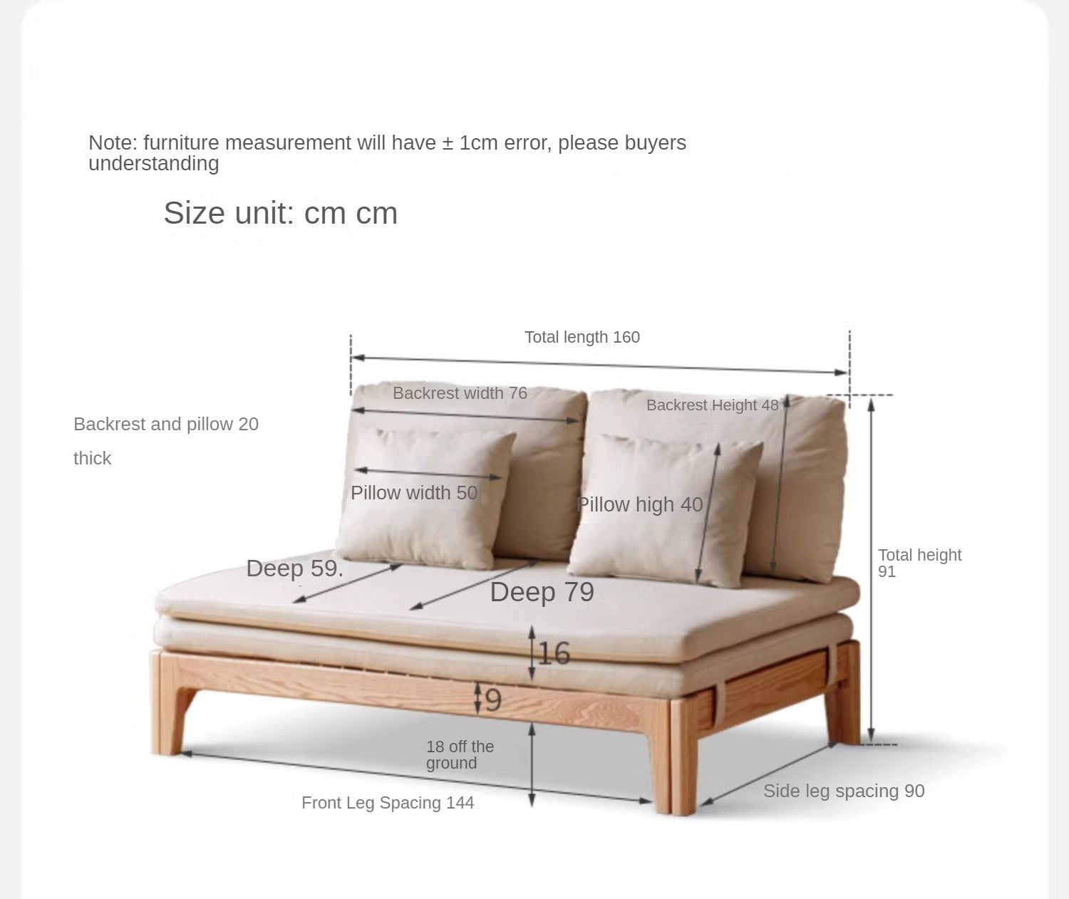 Oak Solid Wood Sofa Bed