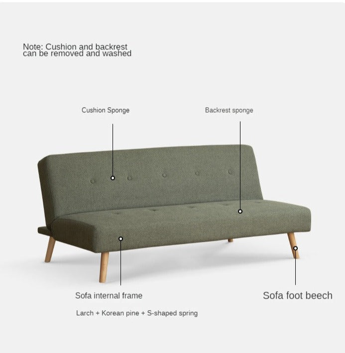 Beech Solid Wood Sleeper Sofa Modern Minimalist.