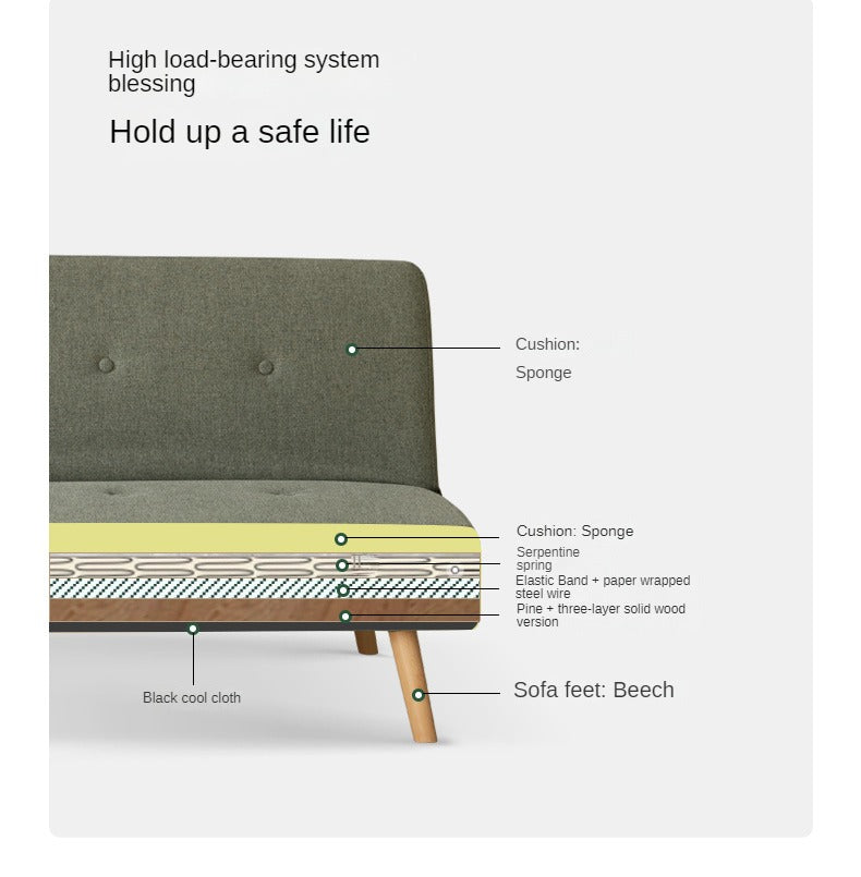 Beech Solid Wood Sleeper Sofa Modern Minimalist.