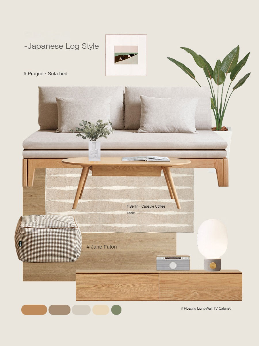 Oak Solid Wood Multi-function Sleeper Sofa.