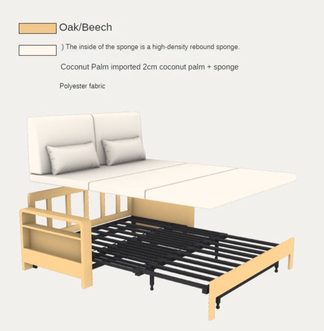 Oak Solid Wood Multi-function Sleeper Sofa.