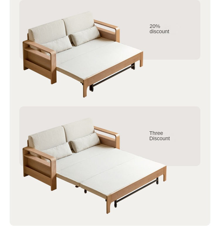 Oak Solid Wood Multi-function Sleeper Sofa.