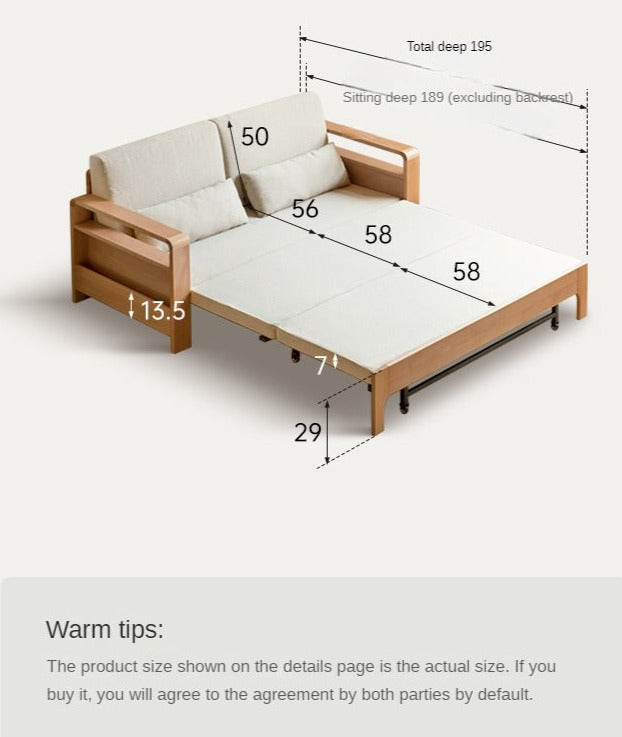 Oak Solid Wood Multi-function Sleeper Sofa.