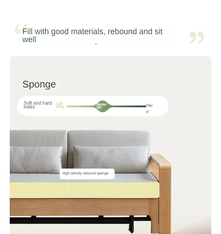 Oak Solid Wood Multi-function Sleeper Sofa.