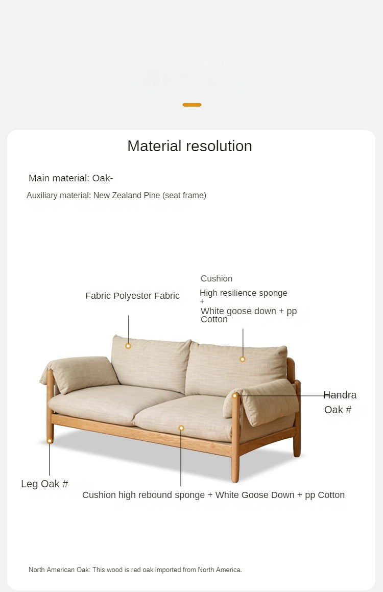Oak Solid Wood Fabric Sofa.