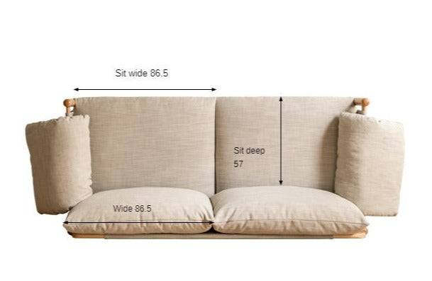 Oak Solid Wood Fabric Sofa.
