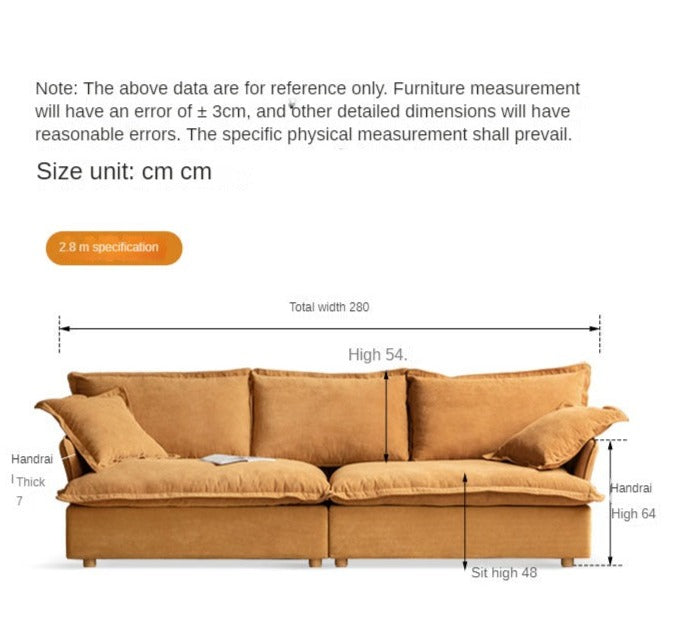 Fabric Down Modern Three-seat Sofa.