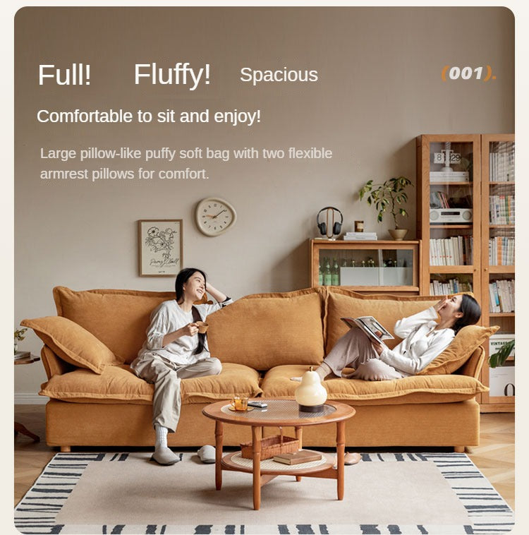 Fabric Down Modern Three-seat Sofa.