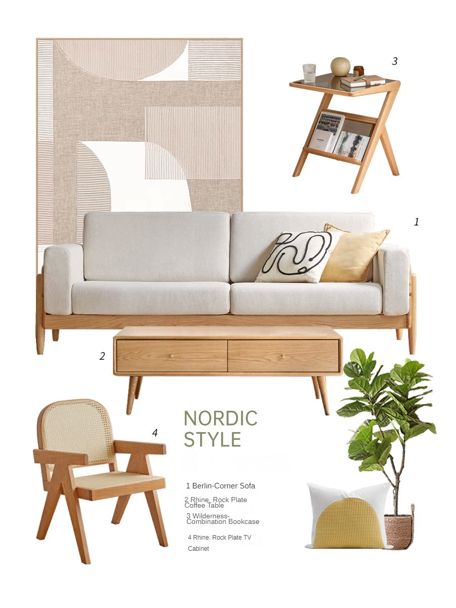 Ash Solid Wood Fabric Sofa.