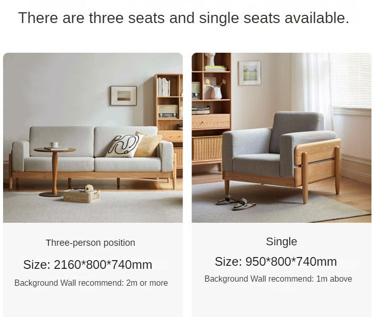 Ash Solid Wood Fabric Sofa.