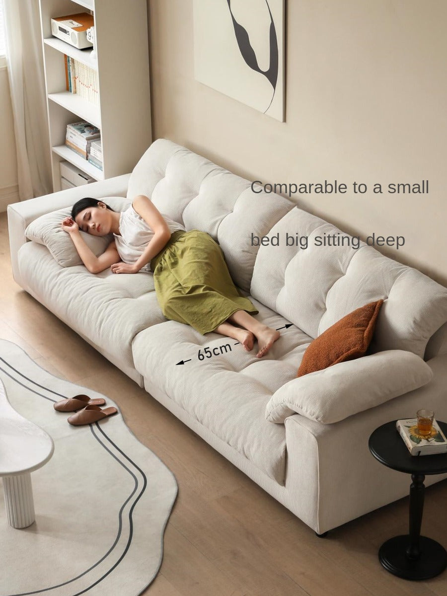 Fabric Sofa Cream Style White Goose Down.