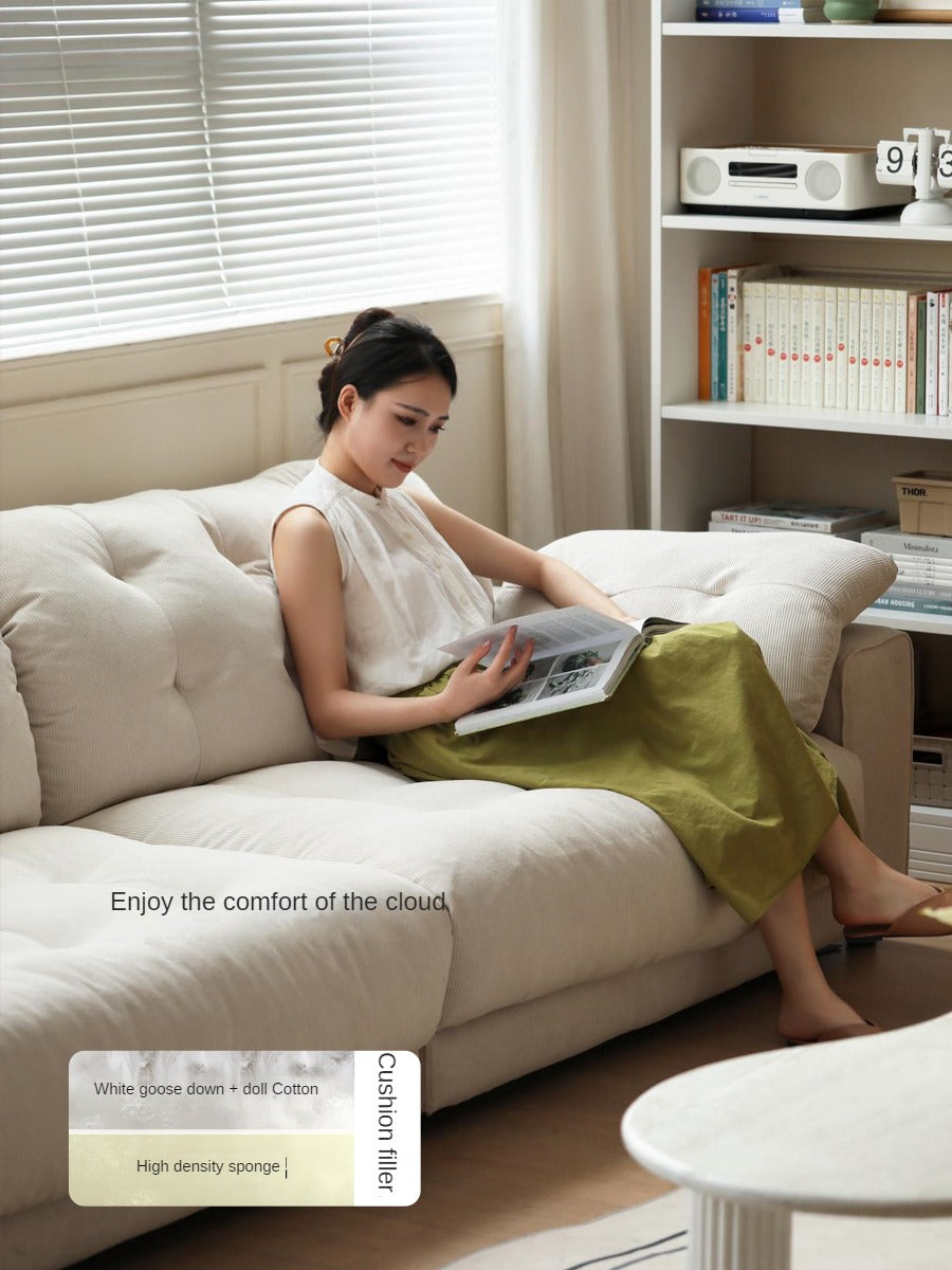 Fabric Sofa Cream Style White Goose Down.