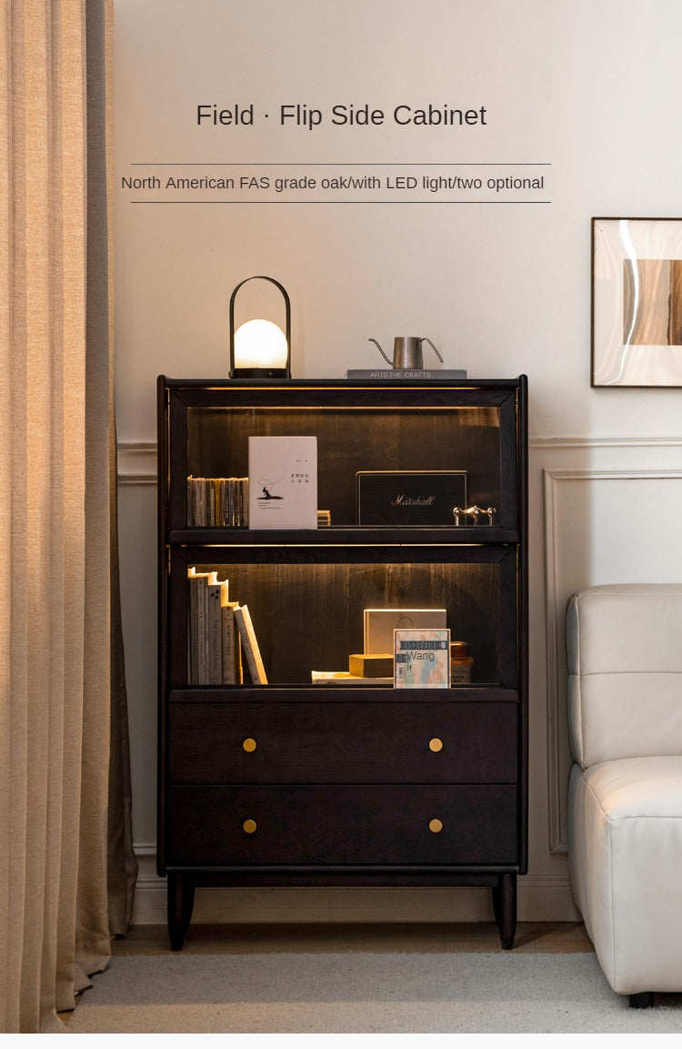 Oak, Ash Solid Wood Flip Door Side Cabinet