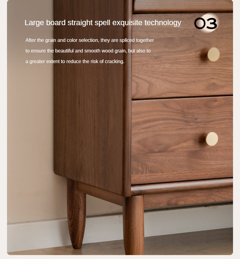 Black Walnut Solid Wood Side Cabinet Flip Door