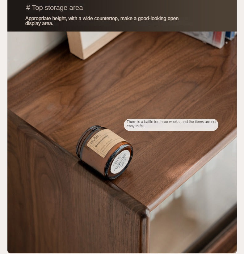 Black Walnut Solid Wood Side Cabinet Flip Door