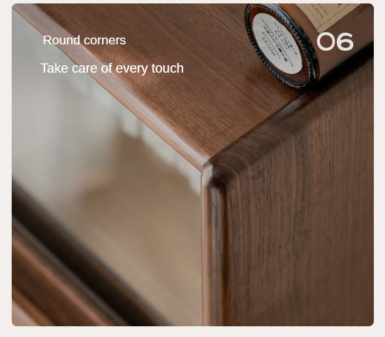 Black Walnut Solid Wood Side Cabinet Flip Door