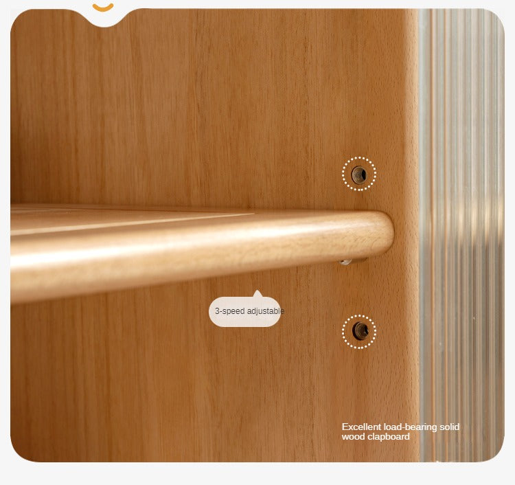 Beech Solid Wood Sliding Door Side Cabinet