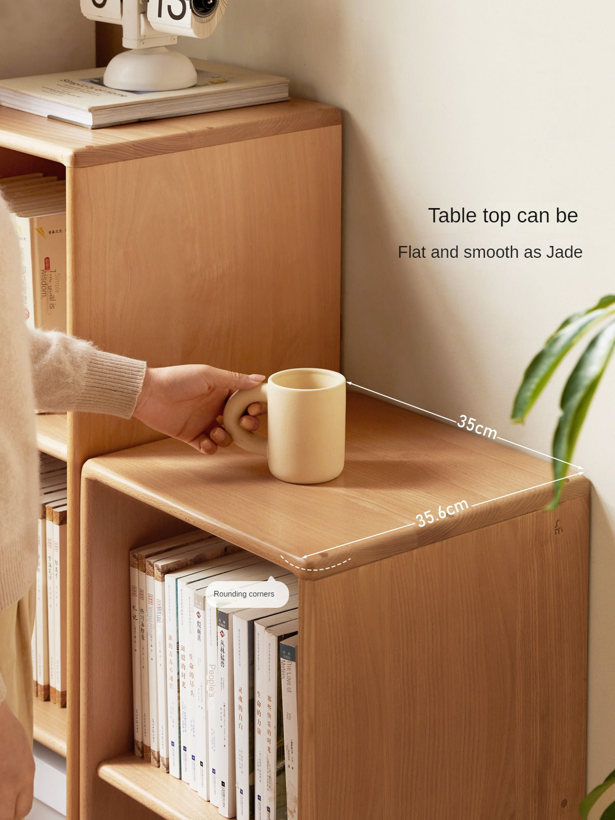 Beech Solid Wood Small Bookshelf Side Cabinet