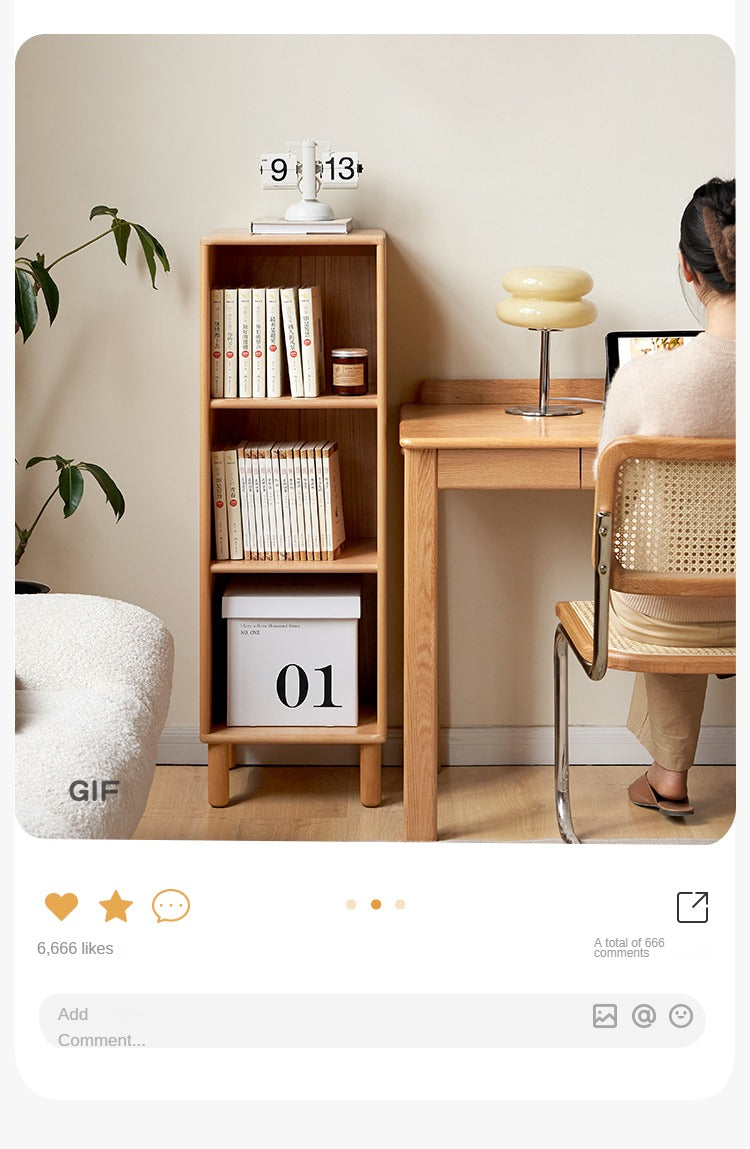 Beech Solid Wood Small Bookshelf Side Cabinet