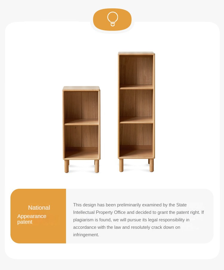 Beech Solid Wood Small Bookshelf Side Cabinet